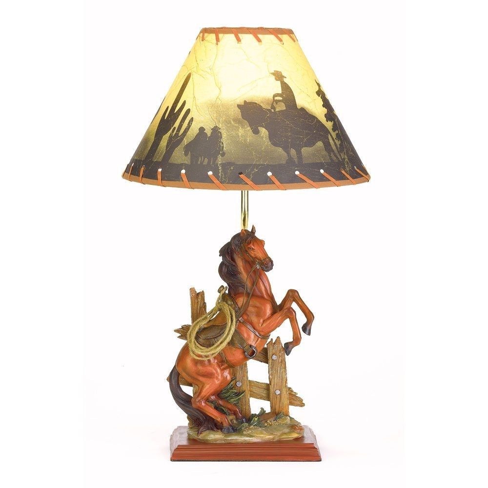 Horse Lamp Table Country Western Theme Rustic Bedroom Cowboy Light For Western Table Lamps For Living Room (View 7 of 15)