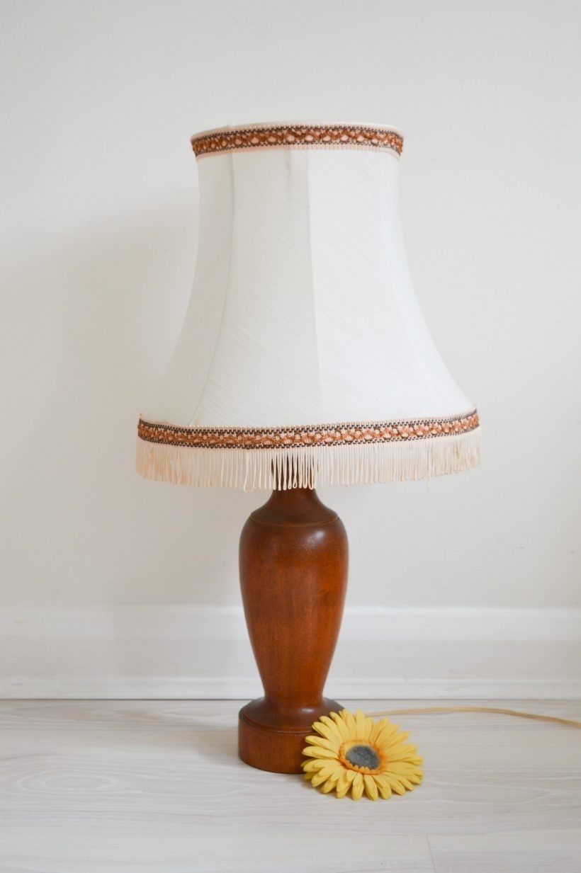 Lamp : Midentury Oak Base Lampshade Table Lamp Light Gorgeous Shade Pertaining To Country Style Living Room Table Lamps (View 7 of 15)