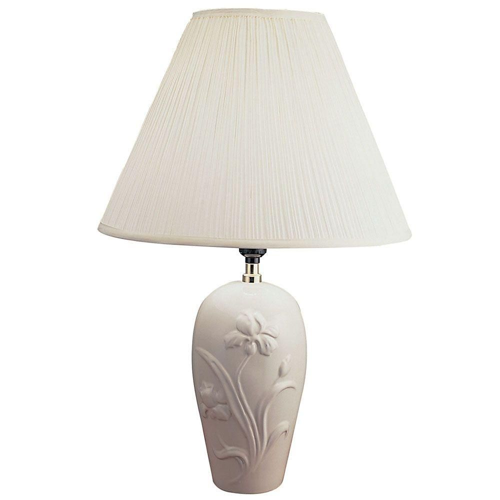 Ore International 26 In. Ceramic Ivory Table Lamp With Living Room Table Lamps At Home Depot (Photo 5 of 15)