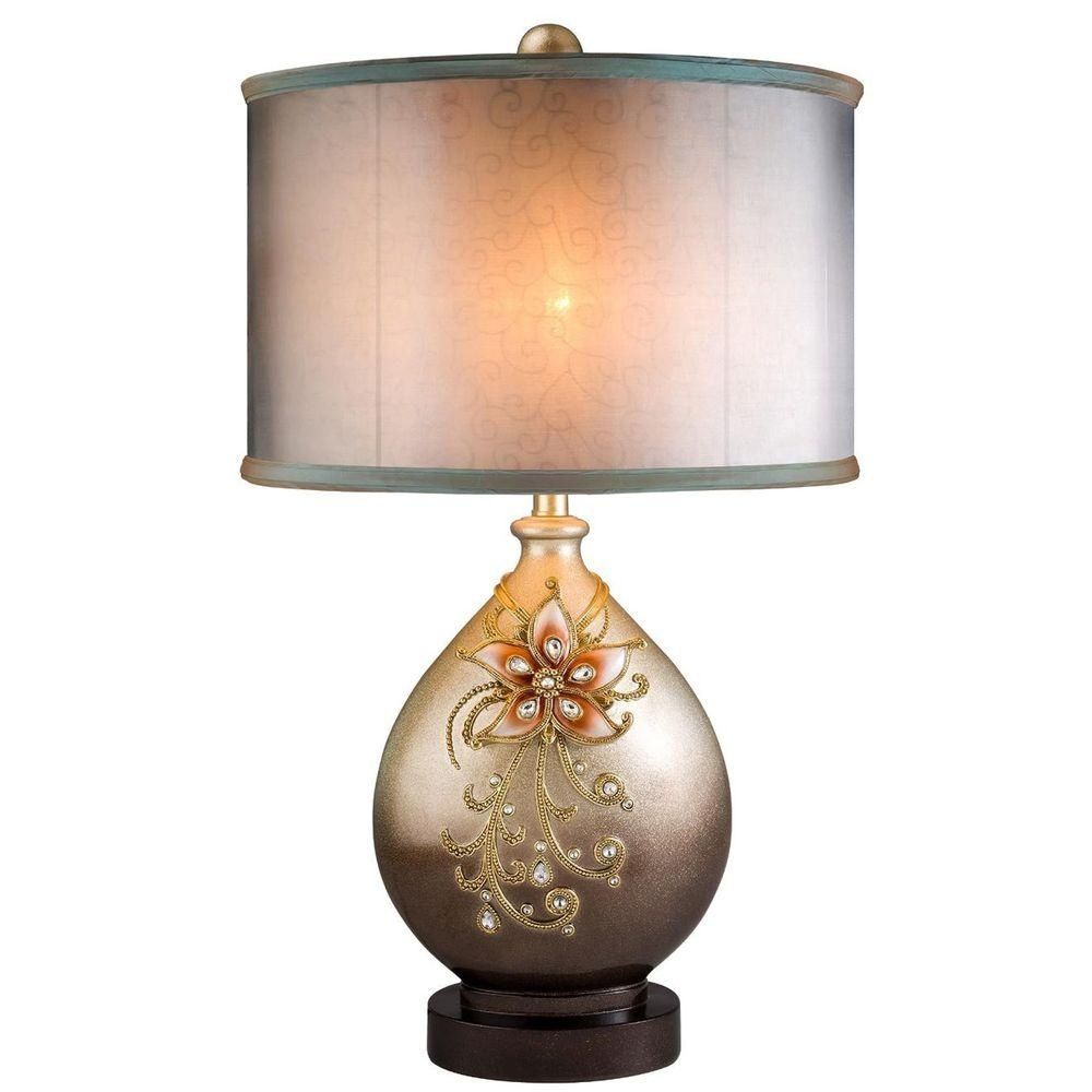 Ore International 30 In. Multicolored/sapphire Rose Table Lamp With Regard To Living Room Table Lamps At Home Depot (Photo 3 of 15)