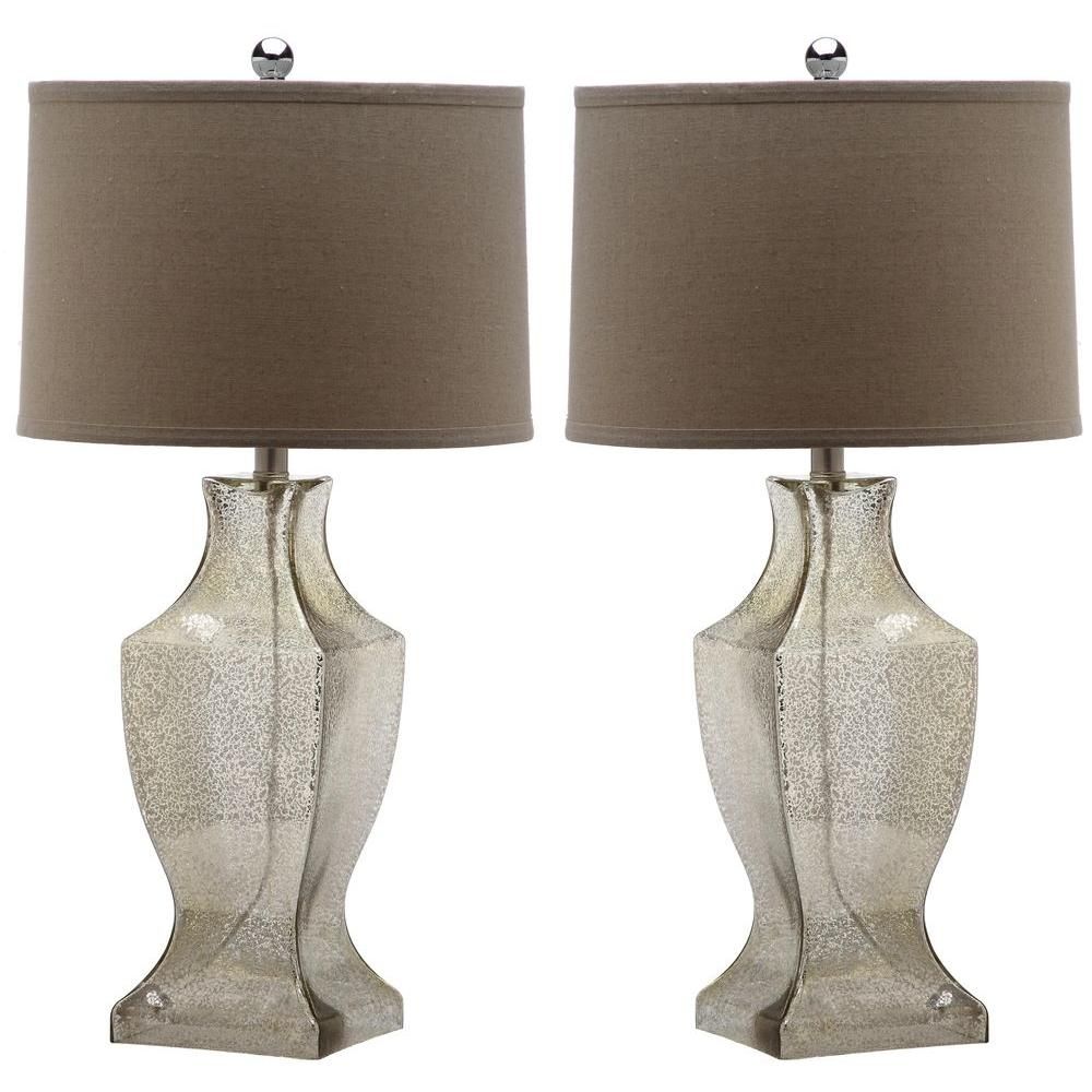 Safavieh Glass Bottom 28.5 In. Antique Silver Table Lamp With Wheat With Set Of 2 Living Room Table Lamps (Photo 5 of 15)