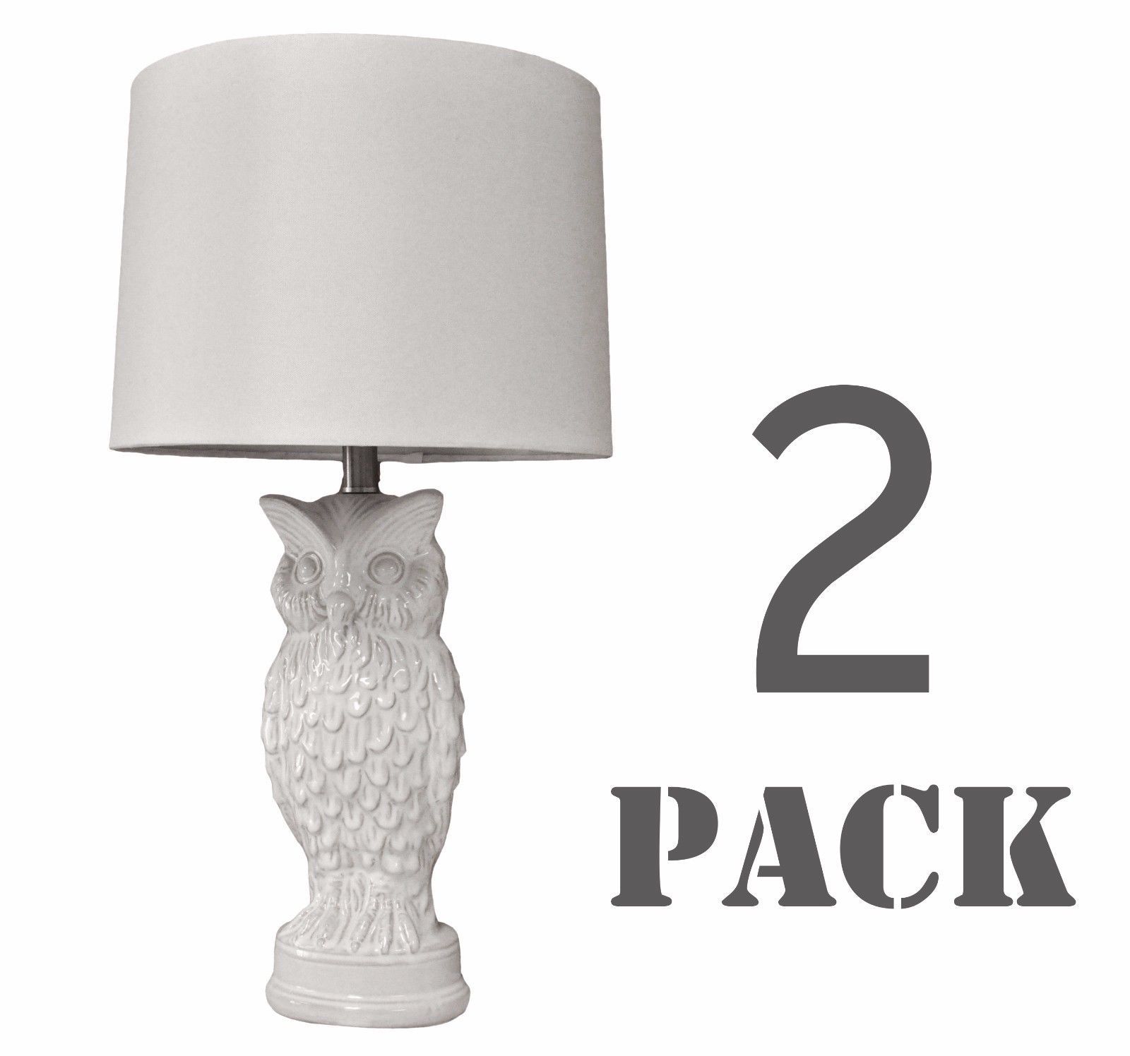 Set Of 2 White Owl Ceramic Table Lamp For Bedroom Living Room – 27"h In Set Of 2 Living Room Table Lamps (View 14 of 15)