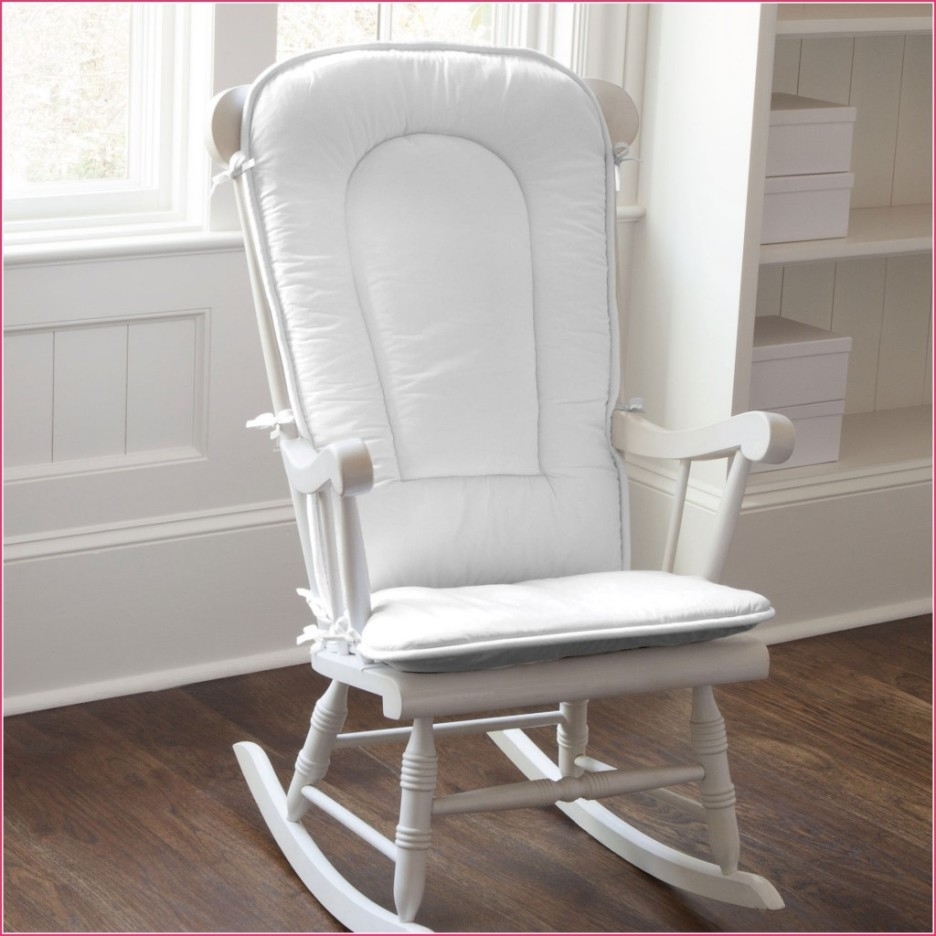 Baby Nursery Nice Looking White Painted Wooden Glider Rocking Chair With Rocking Chairs For Baby Room (Photo 1 of 15)