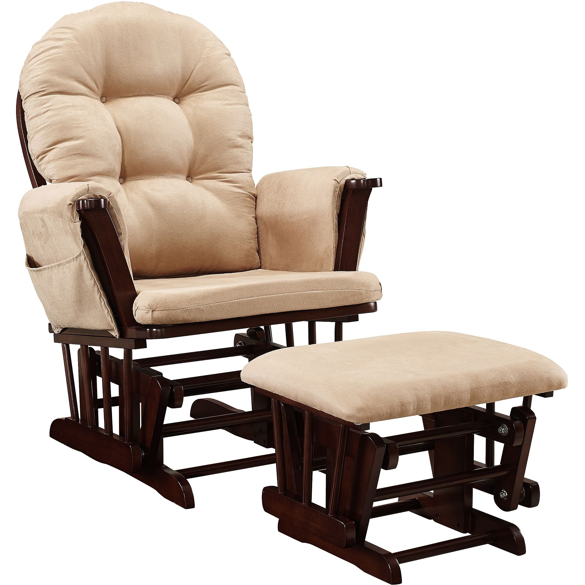 Baby Relax Evan Swivel Glider And Ottoman Gray – Walmart Inside Patio Rocking Chairs With Ottoman (View 5 of 15)