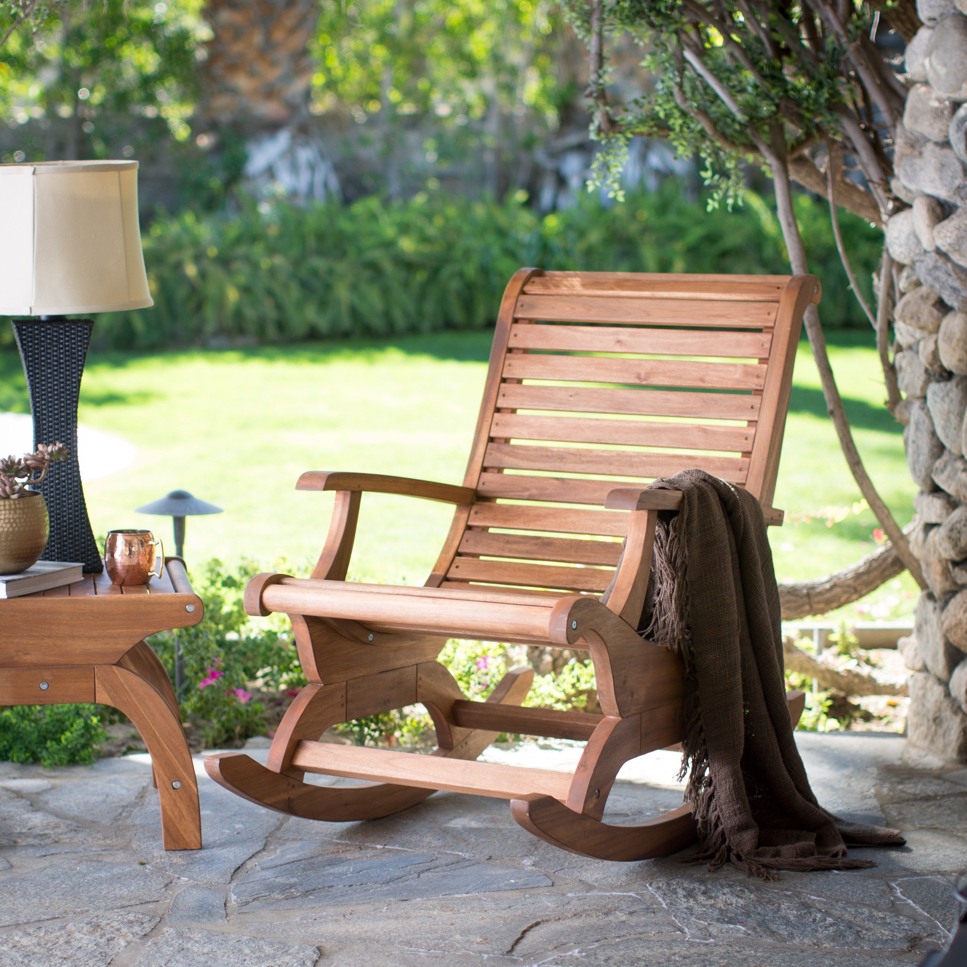 Belham Living Avondale Oversized Outdoor Rocking Chair – Natural Throughout Patio Rocking Chairs And Table (Photo 6 of 15)