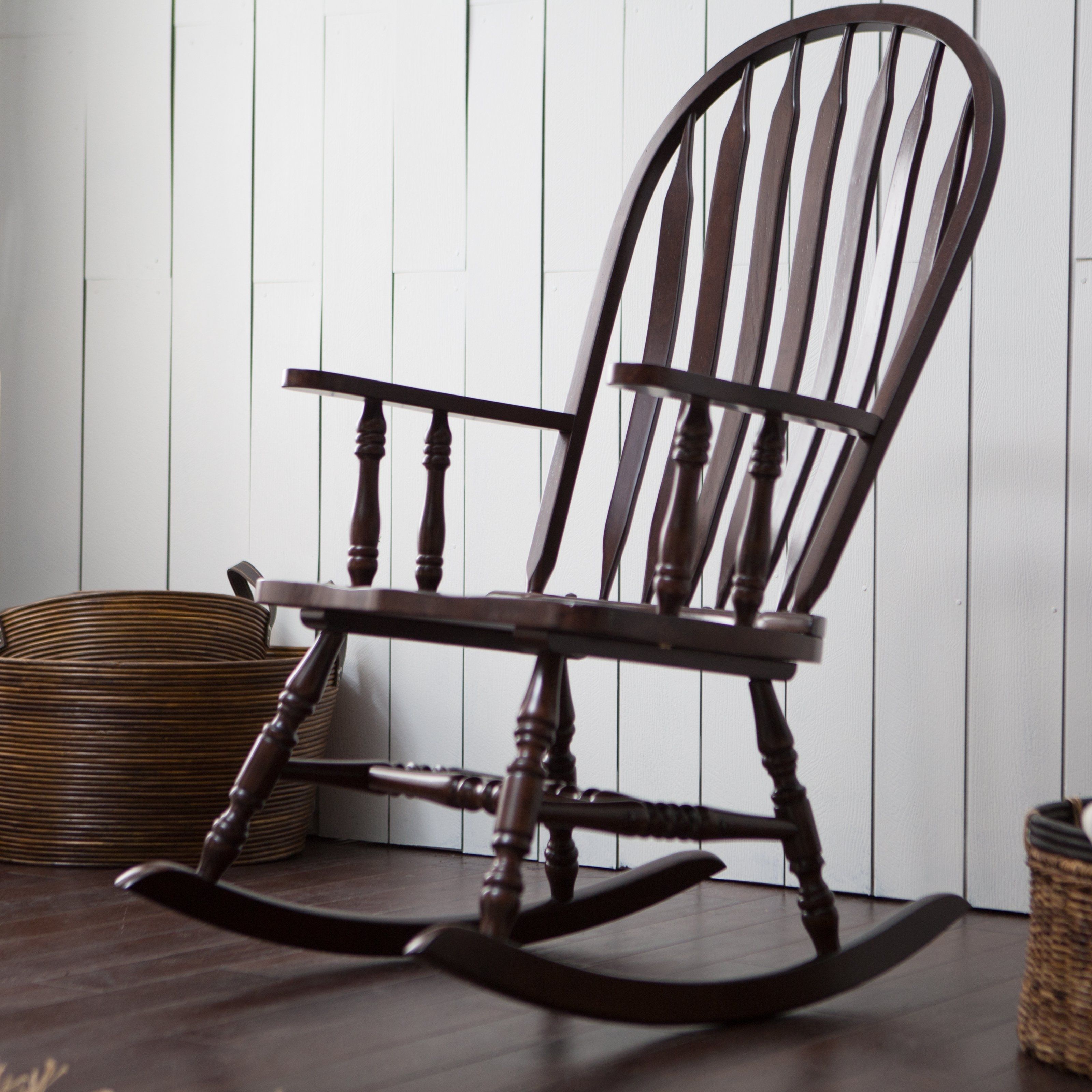 Belham Living Windsor Indoor Wood Rocking Chair – Espresso | Hayneedle For Rocking Chairs (View 6 of 15)