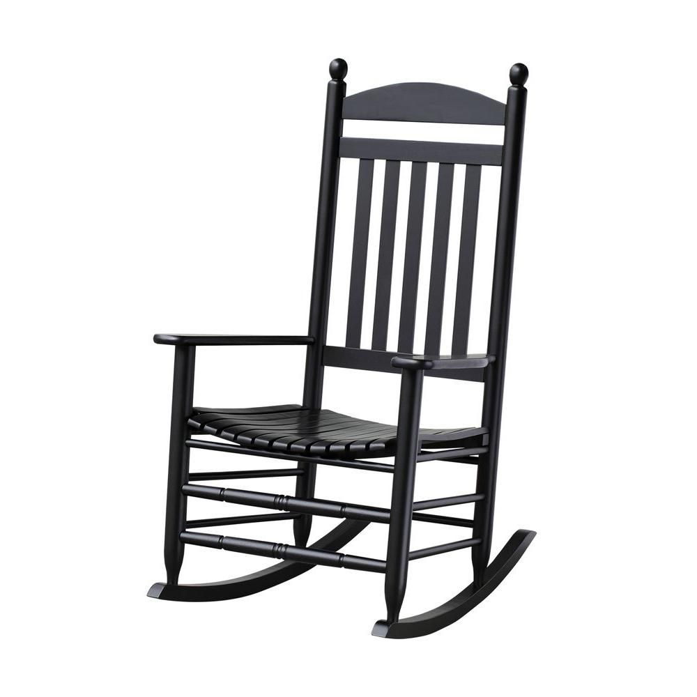 Bradley Black Slat Patio Rocking Chair 200sbf Rta – The Home Depot Pertaining To Patio Rocking Chairs With Covers (Photo 1 of 15)