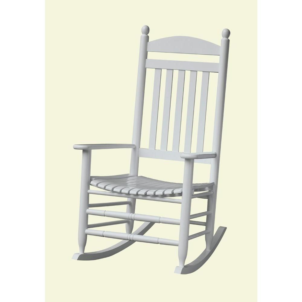 Bradley White Slat Patio Rocking Chair 200sw Rta – The Home Depot Pertaining To All Weather Patio Rocking Chairs (View 8 of 15)