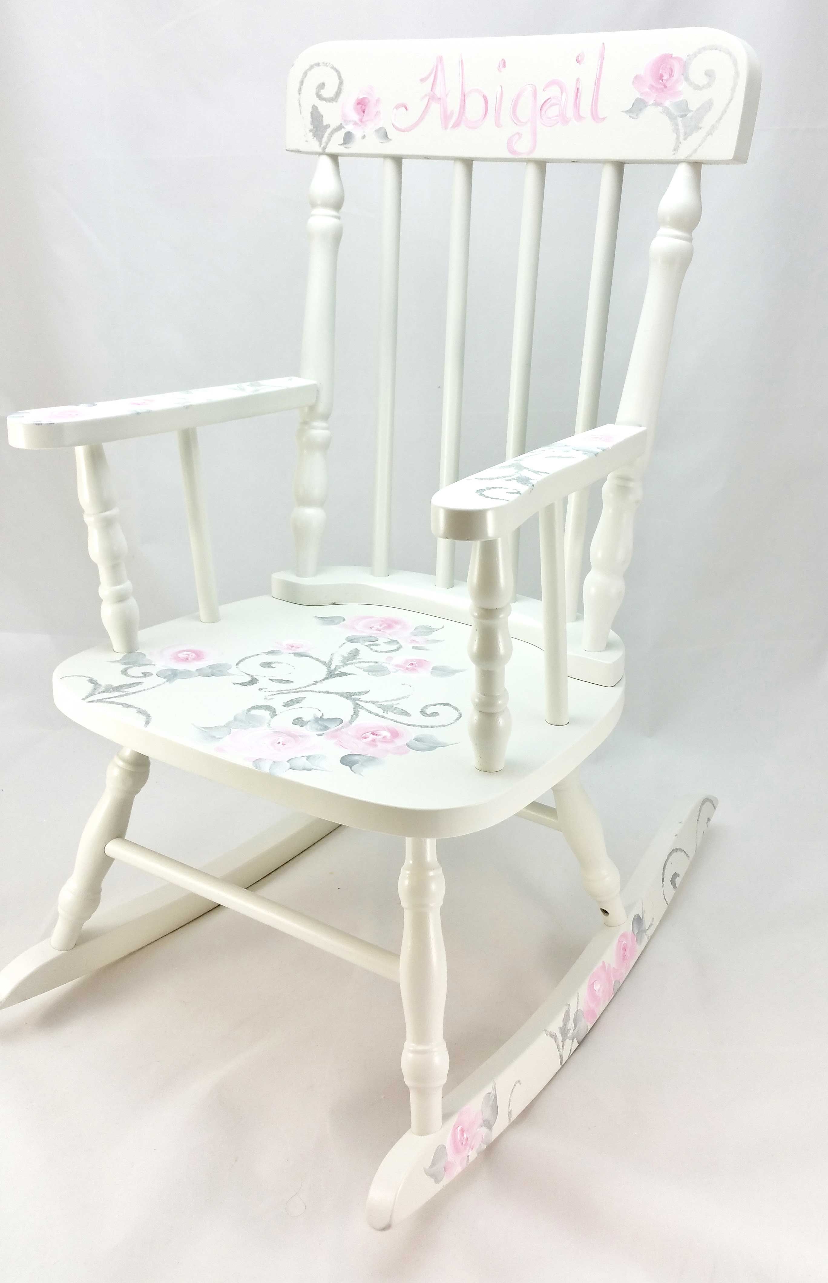 Damask And Roses Personalized Rocking Chair – Purple Pumpkin Gifts Pertaining To Rocking Chairs At Roses (View 4 of 15)