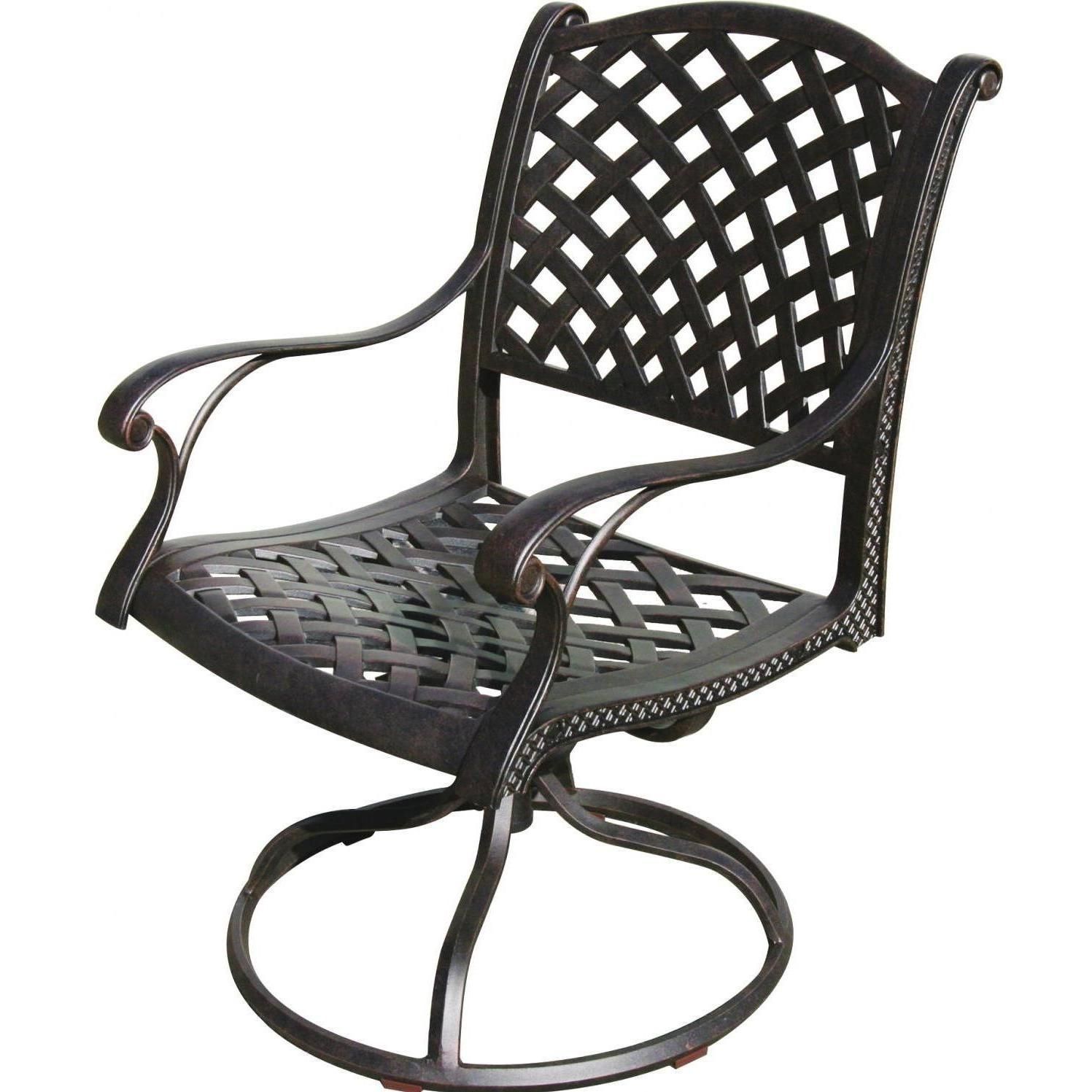 Darlee Nassau Cast Aluminum Patio Swivel Rocker Dining Chair In Aluminum Patio Rocking Chairs (View 4 of 15)