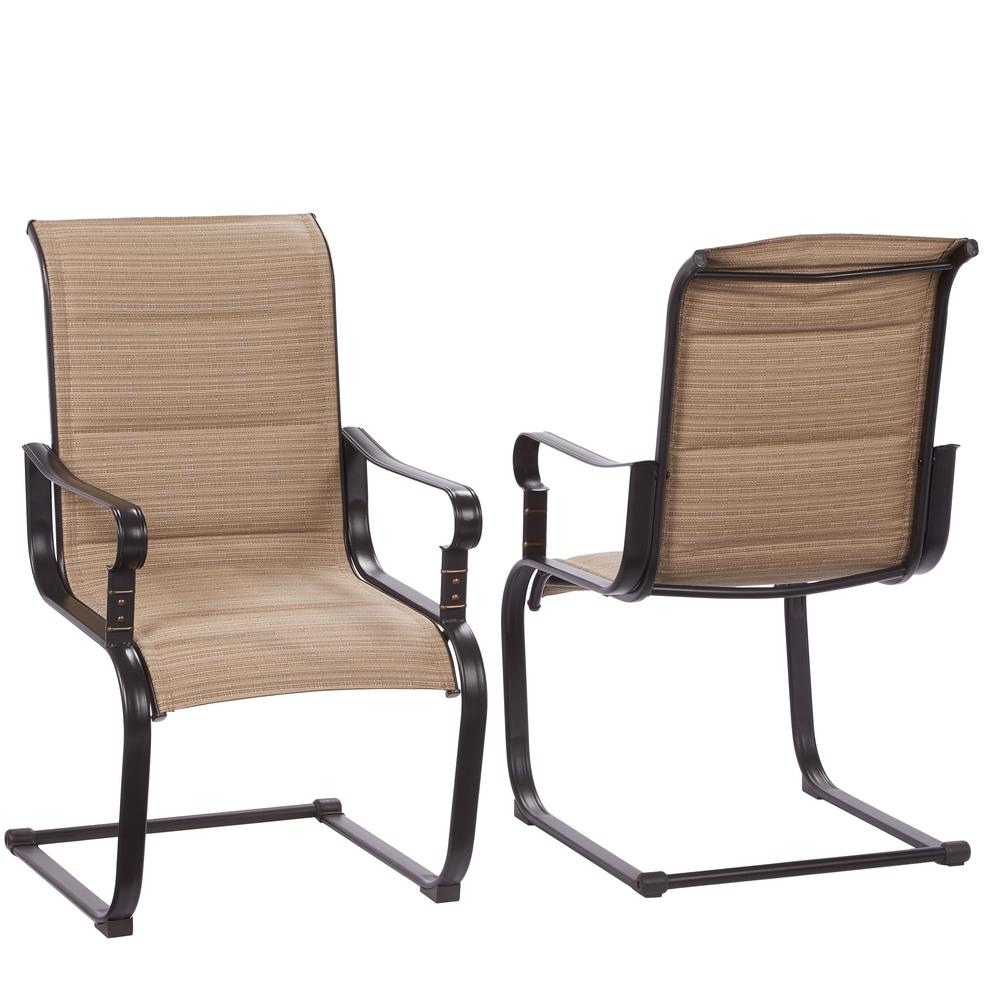 Hampton Bay Belleville Rocking Padded Sling Outdoor Dining Chairs (2 Regarding Hampton Bay Rocking Patio Chairs (Photo 1 of 15)