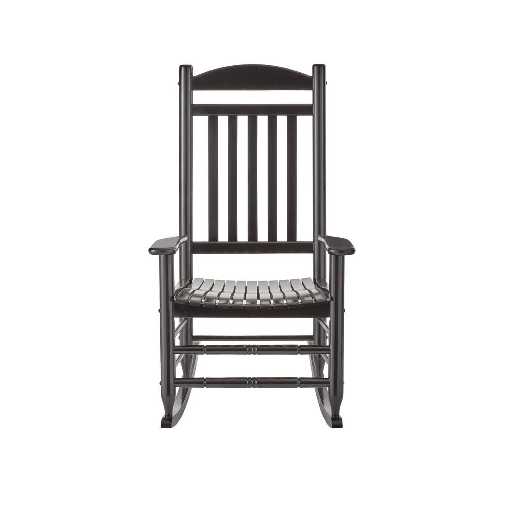 Hampton Bay Black Wood Outdoor Rocking Chair It 130828b – The Home Depot Regarding Black Rocking Chairs (Photo 11 of 15)