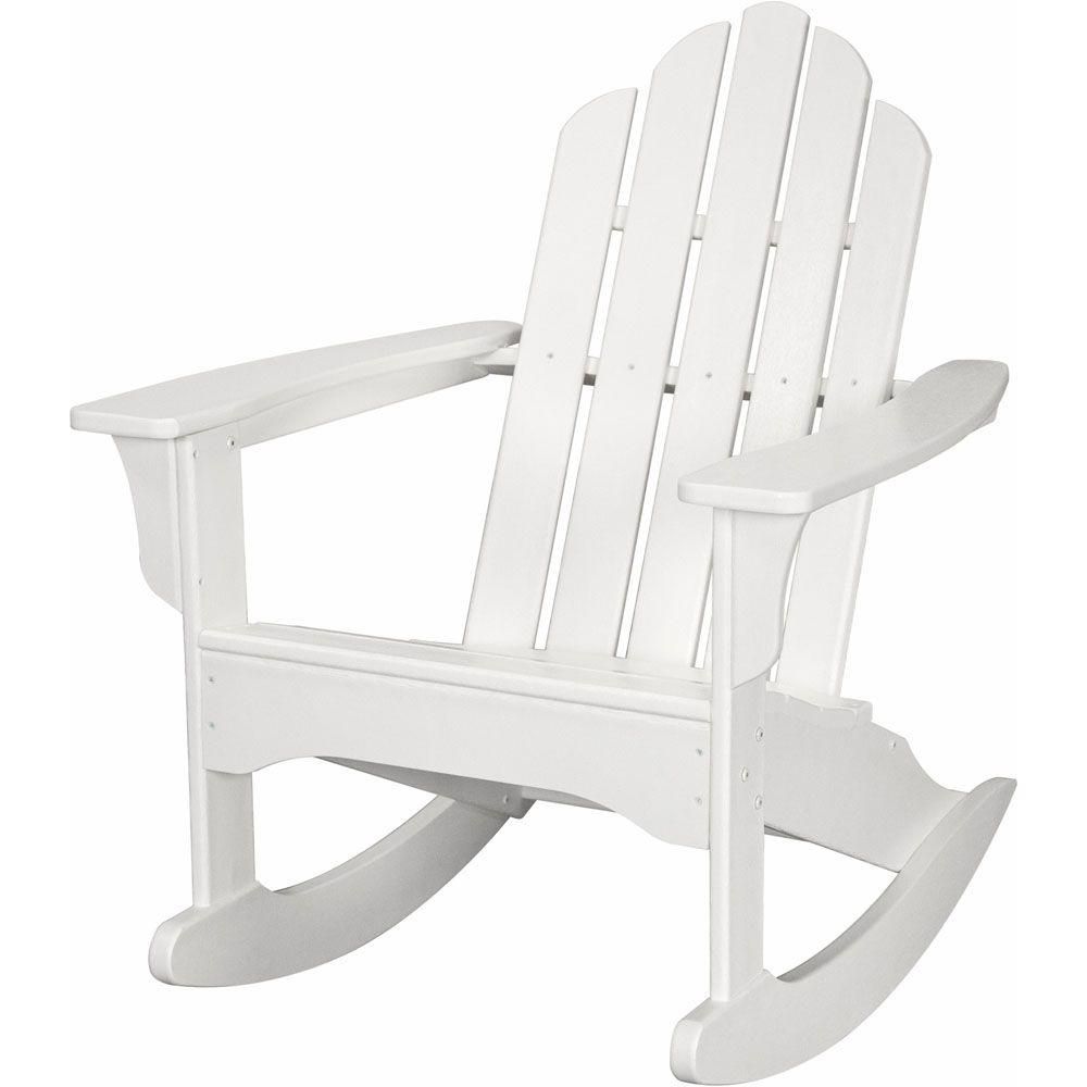 Hanover White All Weather Adirondack Rocking Patio Chair Hvlnr10wh Regarding All Weather Patio Rocking Chairs (Photo 4 of 15)