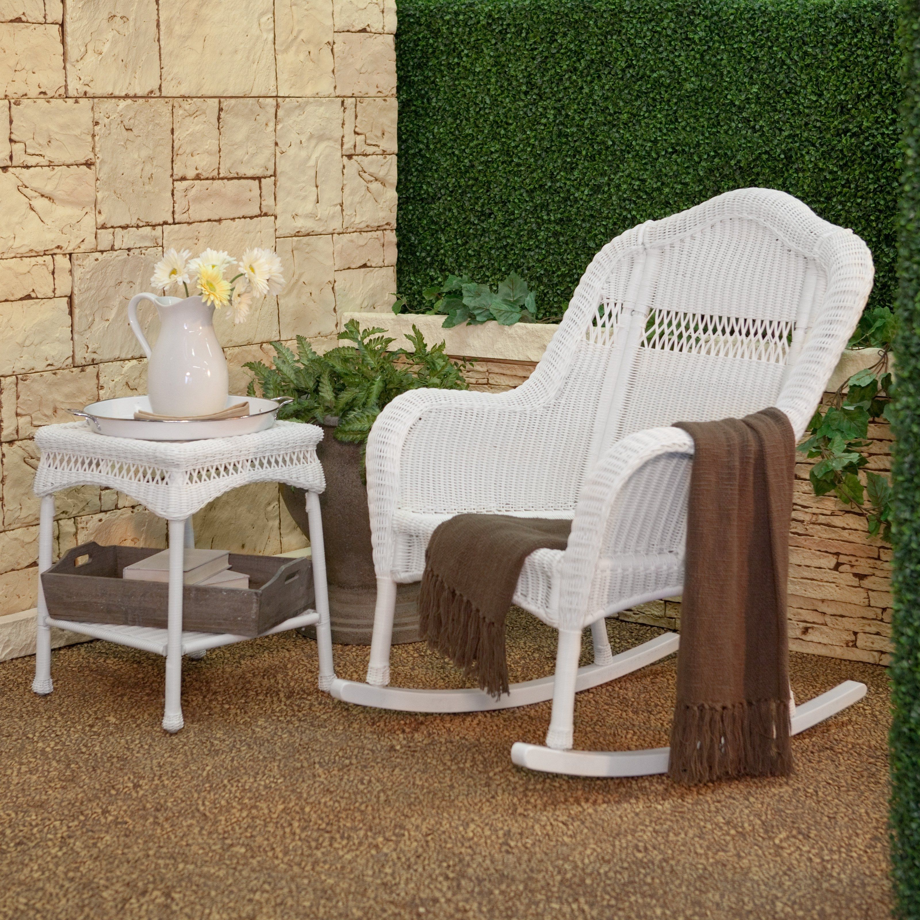 International Caravan Chelsea Wicker Resin Patio Rocking Chair In Small Patio Rocking Chairs (Photo 12 of 15)