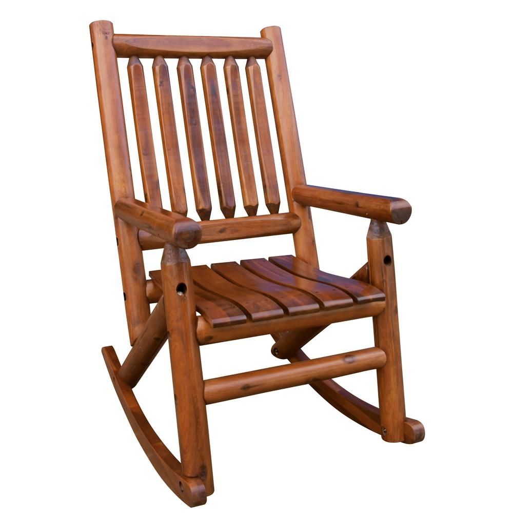 Leigh Country Amberlog Patio Rocking Chair Tx 36000 – The Home Depot Throughout Rocking Chairs At Home Depot (View 6 of 15)