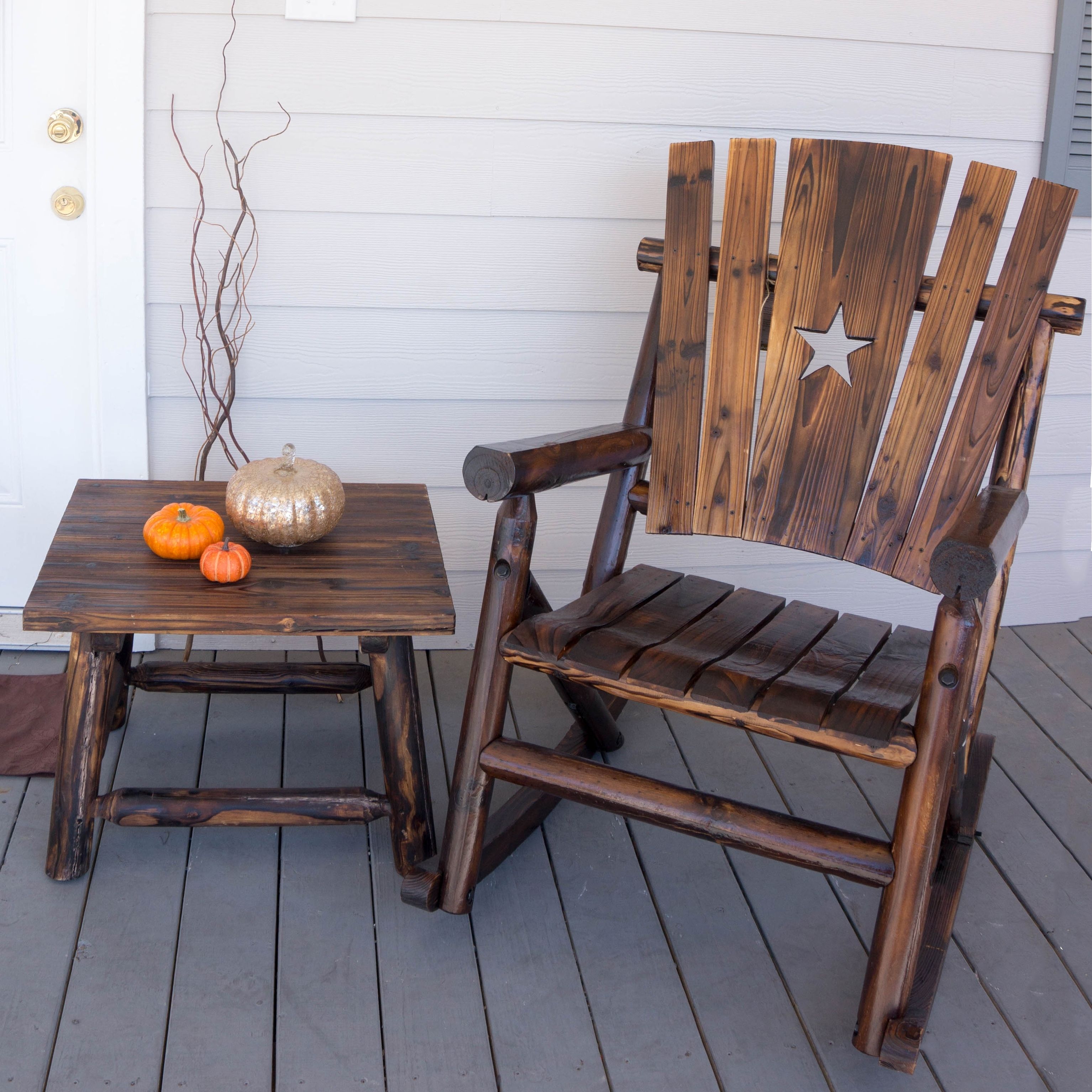 Leigh Country Char Log Single Rocker With Star – Walmart In Char Log Patio Rocking Chairs With Star (View 9 of 15)