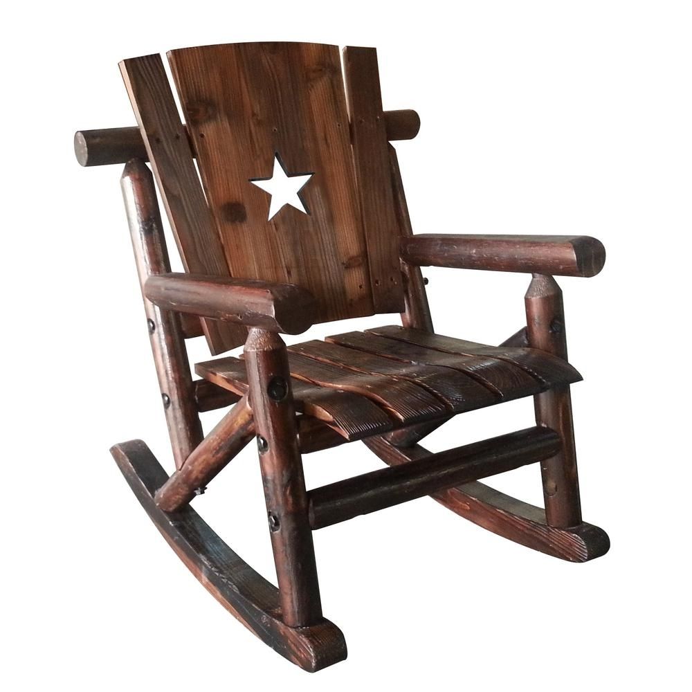 Leigh Country Char Log Wood Patio Children's Outdoor Rocking Chair Pertaining To Char Log Patio Rocking Chairs With Star (View 5 of 15)