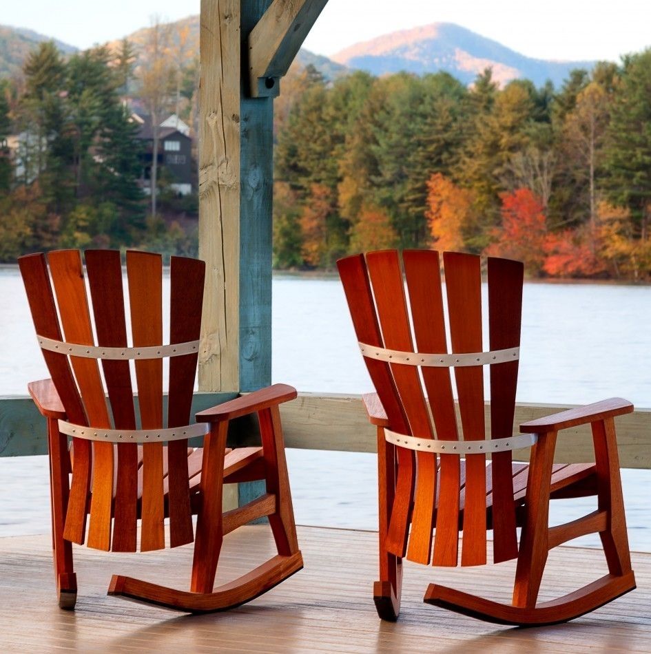 Patio & Outdoor Best Patio Rocking Chairs 2 Set Sunniva Wood Patio Regarding All Weather Patio Rocking Chairs (Photo 3 of 15)