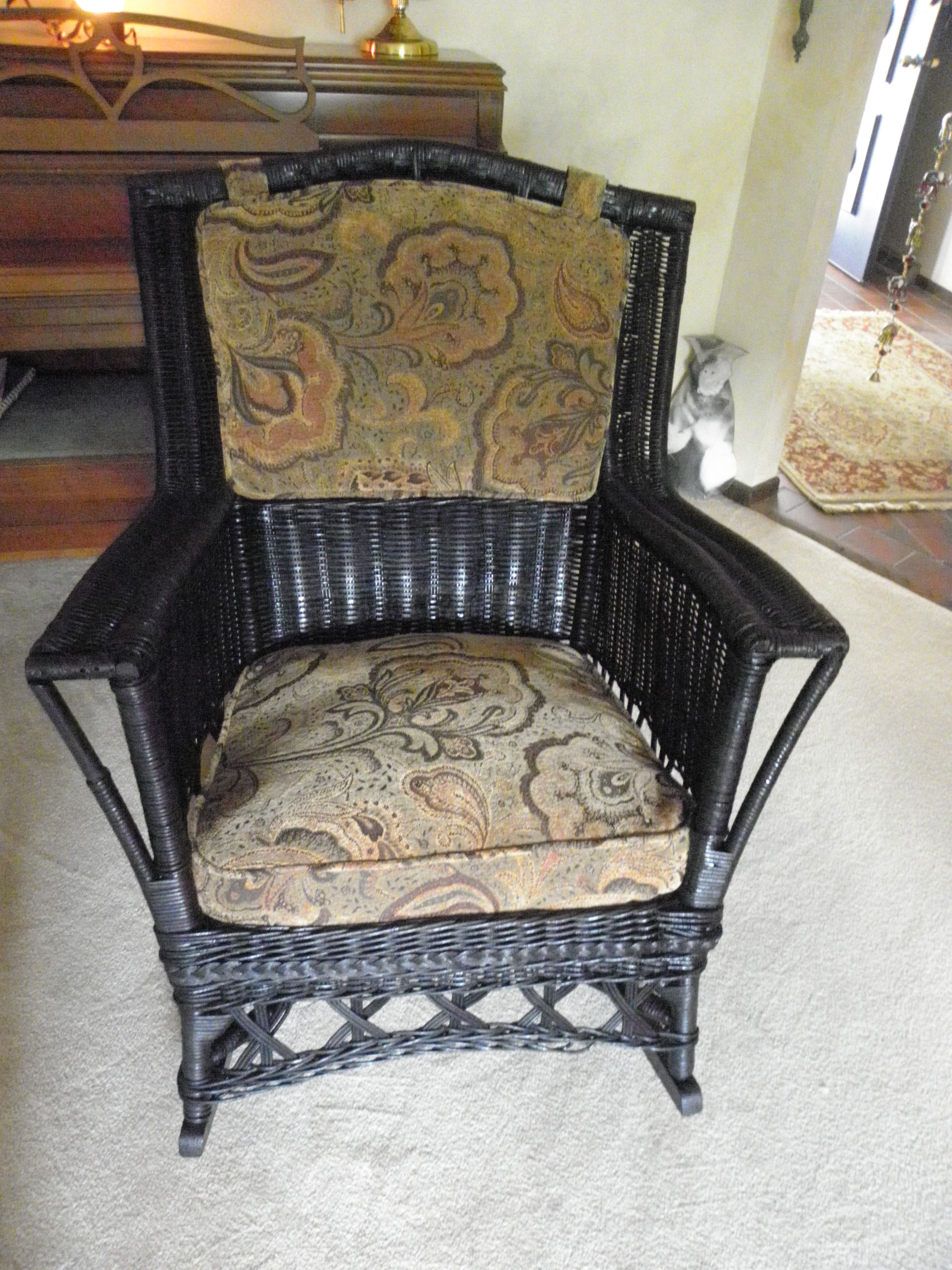 Reupholstered Antique Wicker Rocker | Ginny's Windows Inside Antique Wicker Rocking Chairs With Springs (Photo 1 of 15)