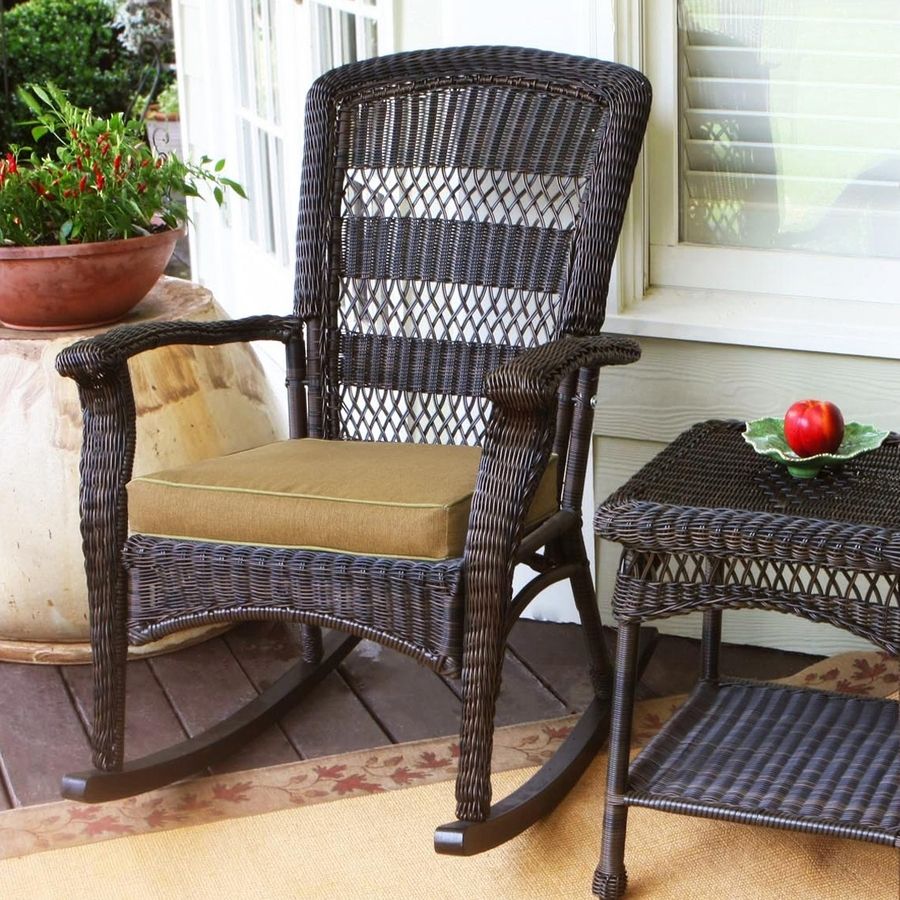 Shop Tortuga Outdoor Portside Wicker Rocking Chair With Khaki With Indoor Wicker Rocking Chairs (View 9 of 15)