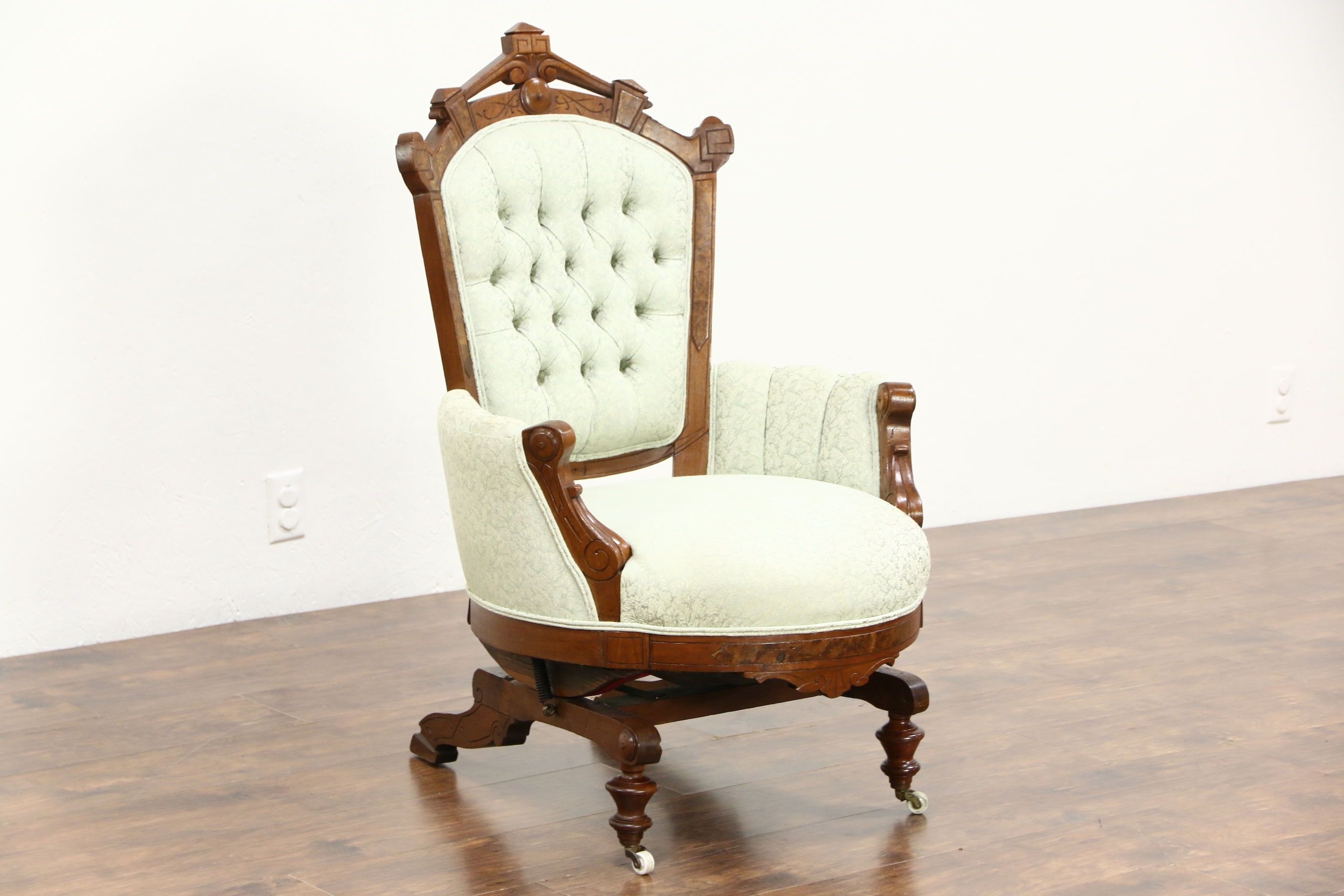 Sold – Victorian Eastlake Walnut Antique Stationary Rocker Or Pertaining To Victorian Rocking Chairs (Photo 12 of 15)