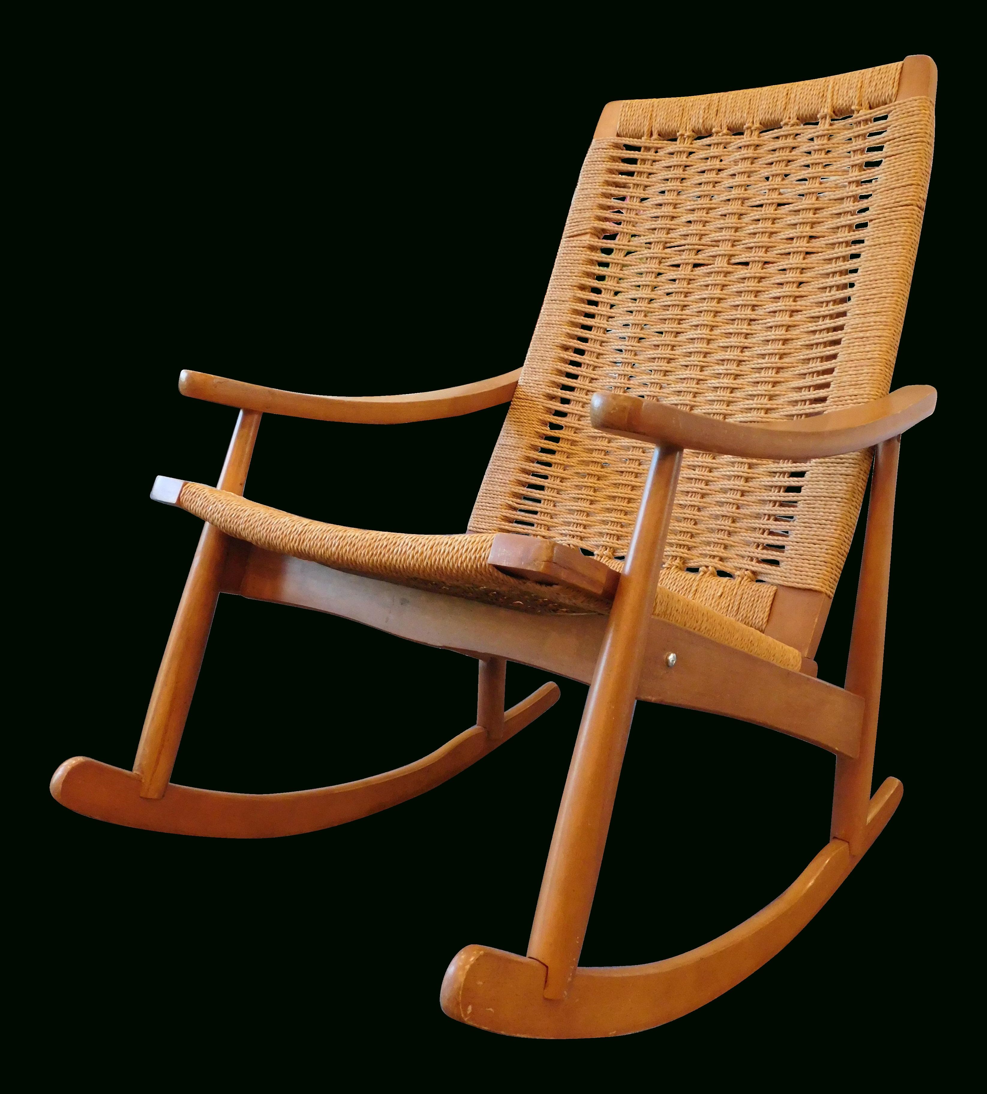 Vintage Yugoslavian Hans Wegner Style Wicker Rocking Chair With Vintage Wicker Rocking Chairs (Photo 10 of 15)