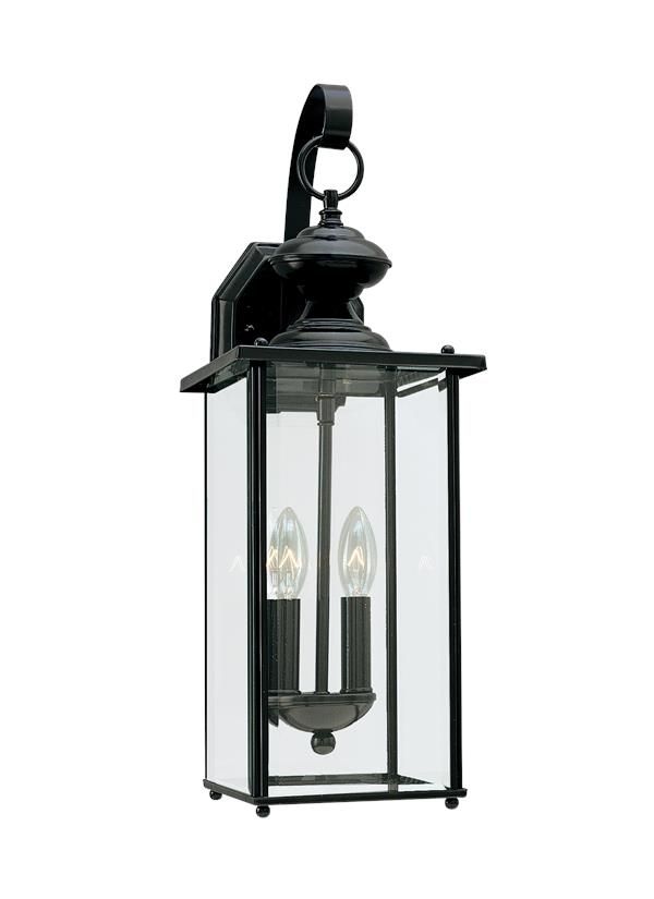 8468en 12,two Light Outdoor Wall Lantern,black Intended For Large Outdoor Wall Lanterns (Photo 1 of 15)