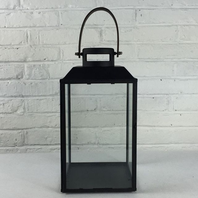 Black Wrought Iron Glass Lantern Candle Holder Ornaments European Pertaining To Outdoor Glass Lanterns (Photo 12 of 15)