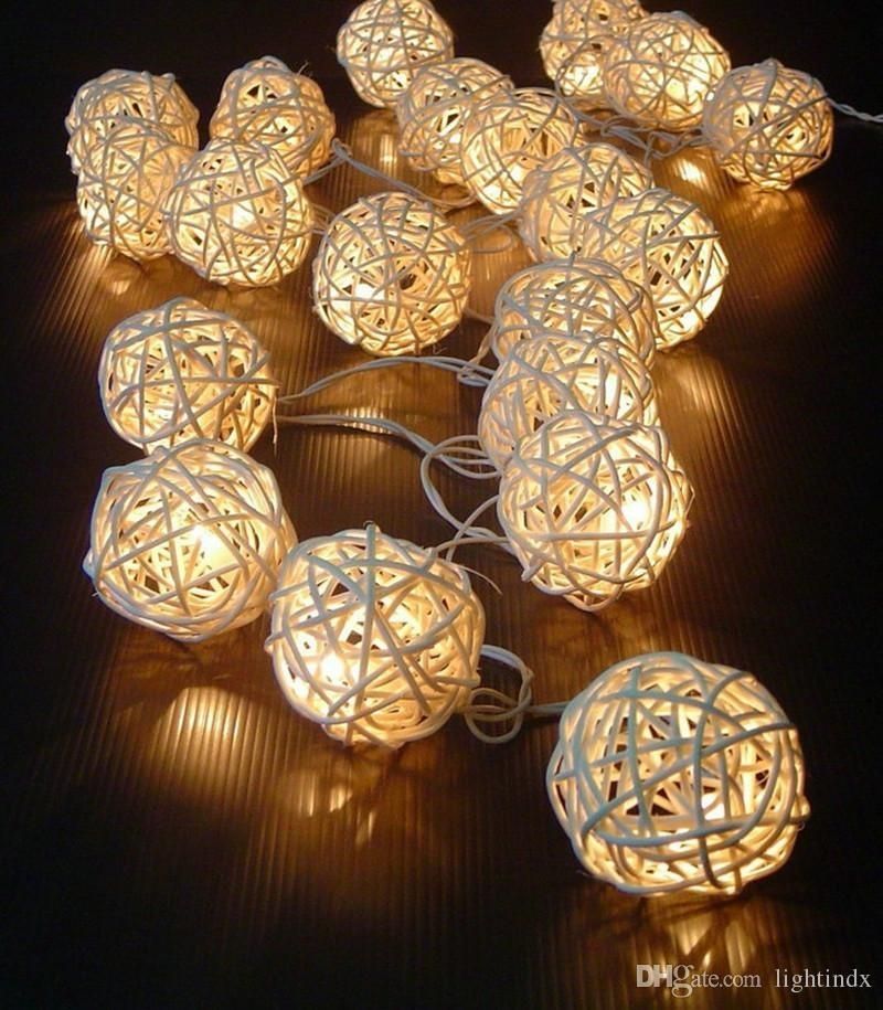 Christmas Lights Garlands 4m 20 Led Rattan Ball Led String Fairy For Outdoor Ball Lanterns (Photo 15 of 15)