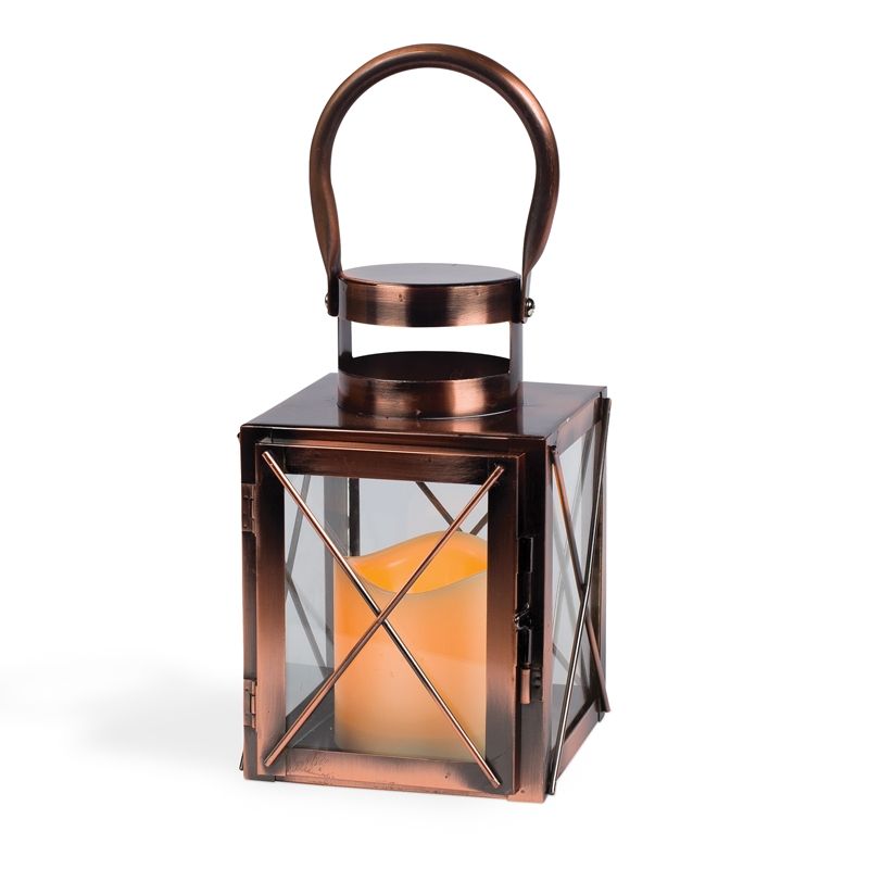 Copper Lantern W/ Flameless Candle – Battery Operated With Regard To Outdoor Timer Lanterns (View 14 of 15)