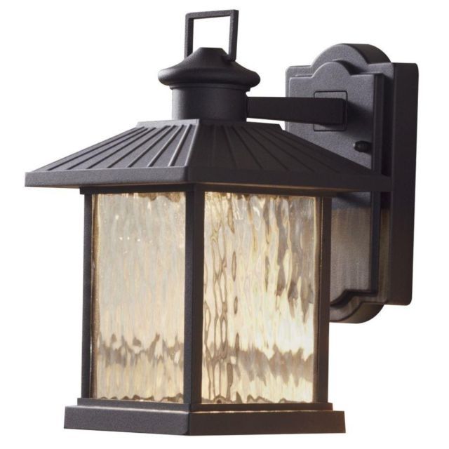 Hampton Bay Lumsden 7in Black Outdor Integrated Led Wall Mount With Outdoor Lanterns With Photocell (Photo 4 of 15)