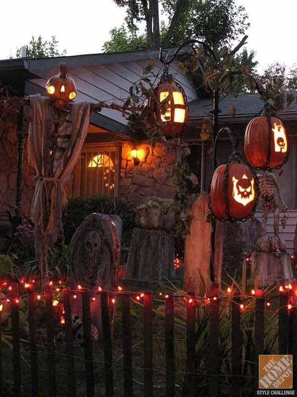Homemade Scarecrows With Jack O Lanterns For Heads Are Perfect For Pertaining To Outdoor Halloween Lanterns (View 2 of 15)