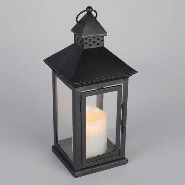 Illuminated Garden: Outdoor Black Metal Flameless Led Lantern – Timer Within Outdoor Lanterns With Timers (Photo 1 of 15)