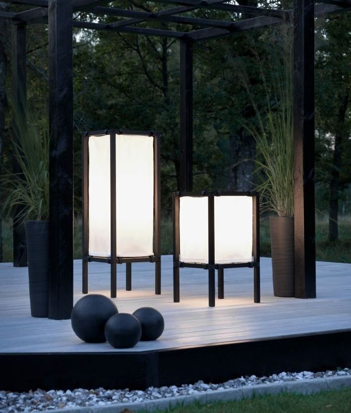Japanese Inspired Black And White Outdoor Floor Light Intended For Outdoor Lighting Japanese Lanterns (View 5 of 15)