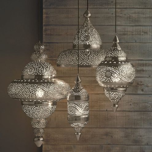 Moroccan Hanging Lamp Collection – Silver Finish | Vivaterra With Outdoor Turkish Lanterns (View 13 of 15)