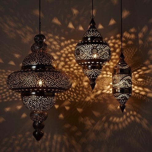 Moroccan Hanging Lamp Collection – Silver Finish | Vivaterra Within Outdoor Turkish Lanterns (View 7 of 15)