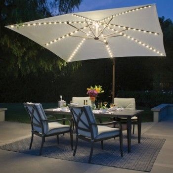 On Sale Bali Pro 10' Square Rotating Cantilever Umbrella With Lights With Outdoor Umbrella Lanterns (View 8 of 15)