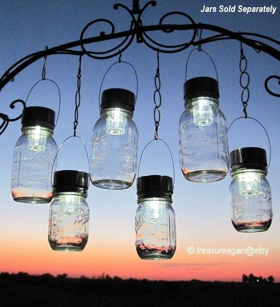 Outdoor Event Lighting Mason Jar Solar Lights Wedding Lights | Etsy Intended For Etsy Outdoor Lanterns (Photo 5 of 15)