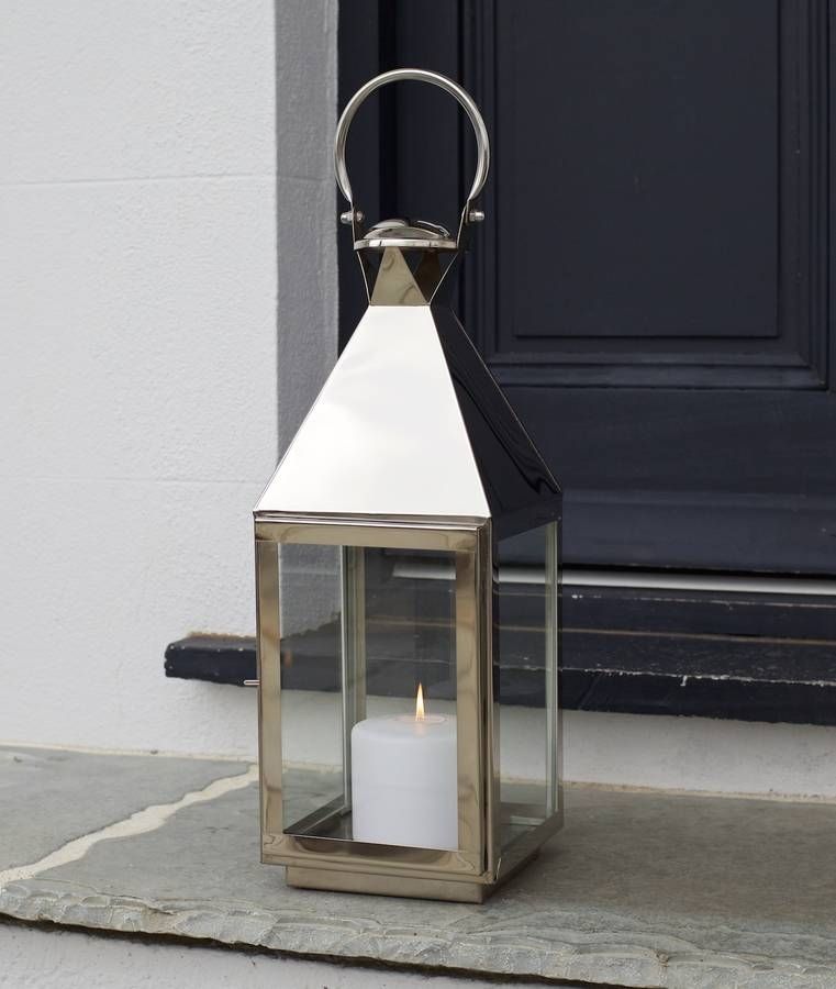 Tall Stainless Steel Garden Candle Lanternza Za Homes Throughout Outdoor Lanterns With Candles (View 9 of 15)
