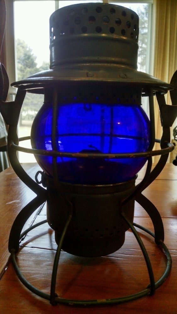 Vintage Dietz No. 999 Railroad Lantern Kerosene Rare Blue Globe New With Regard To Outdoor Railroad Lanterns (Photo 4 of 15)