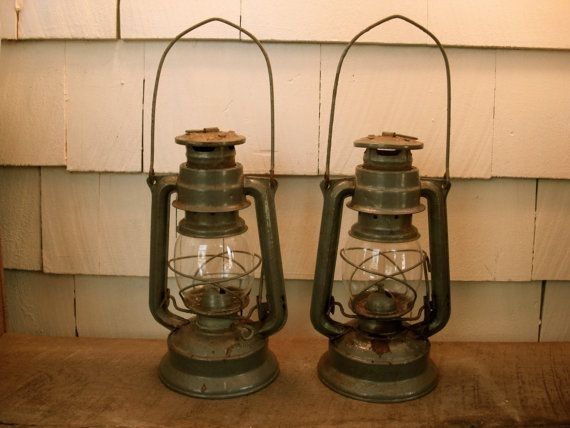Vintage Lantern, Two Antique Lanterns, Railroad Lantern, Vintage Regarding Outdoor Railroad Lanterns (View 12 of 15)