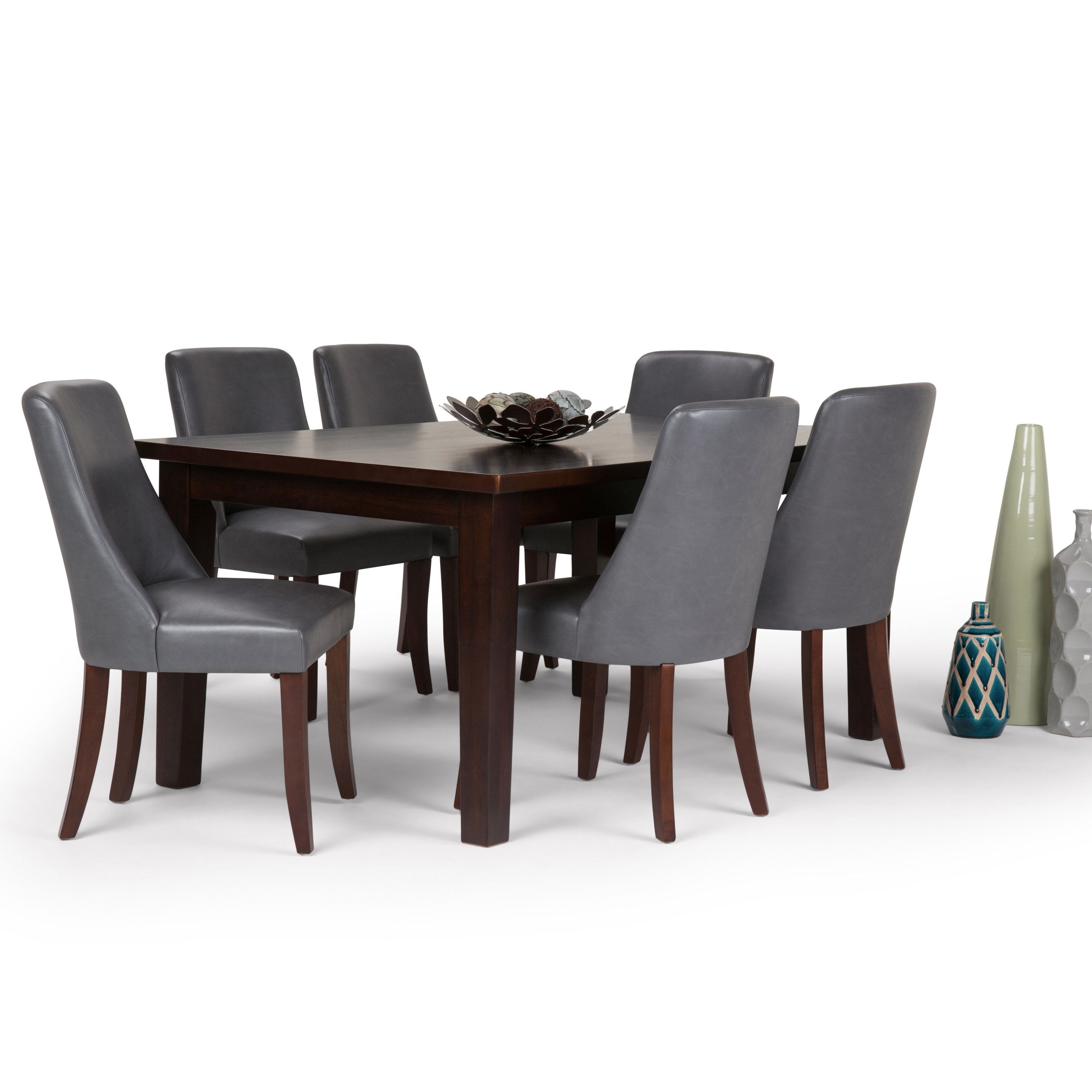 2019 Walden Upholstered Side Chairs In Simpli Home Walden 7 Piece Dining Set (View 16 of 20)