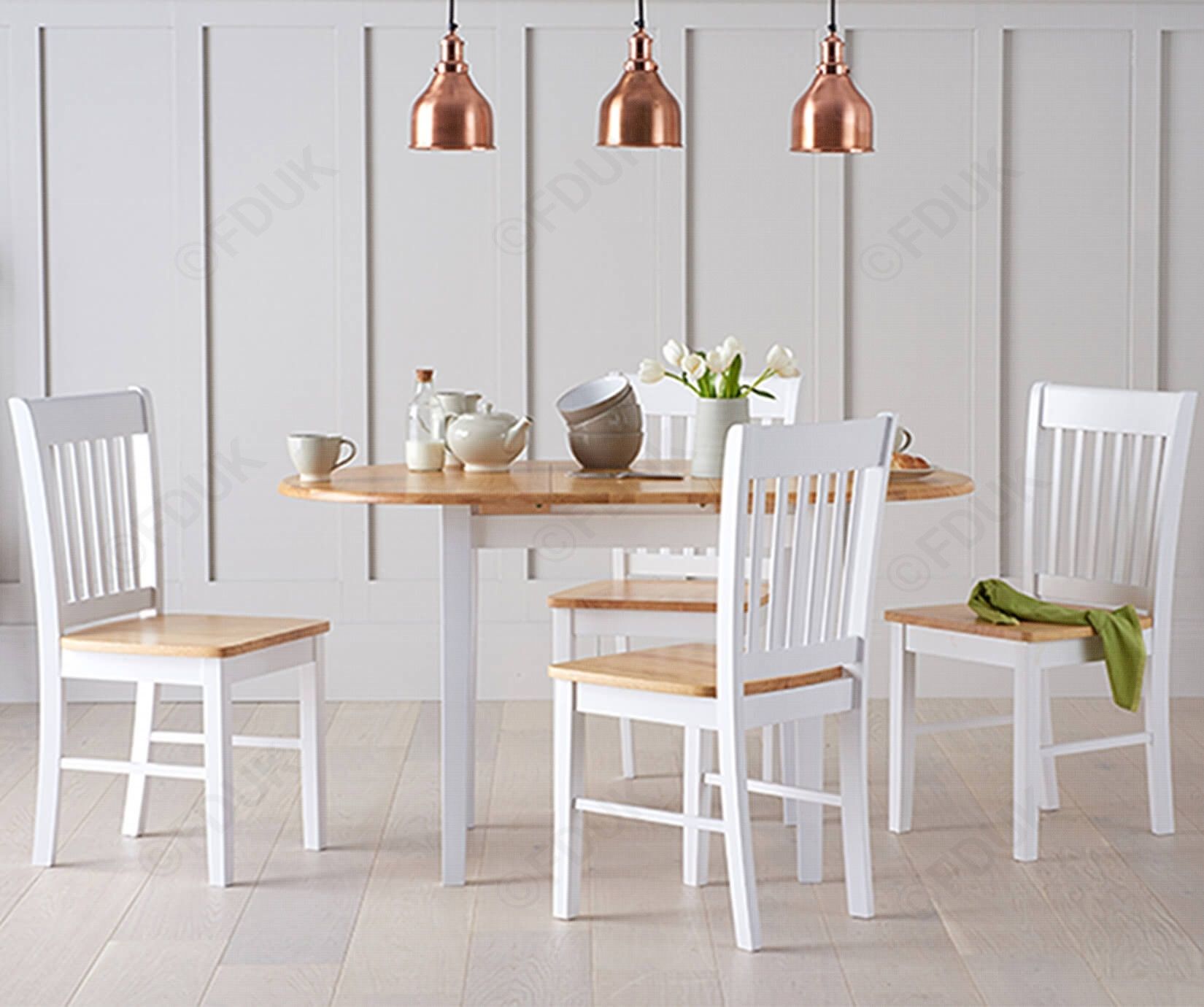 Alaska Extending Oak And White Dining Table With 4 Within Amos Side Chairs (View 10 of 20)