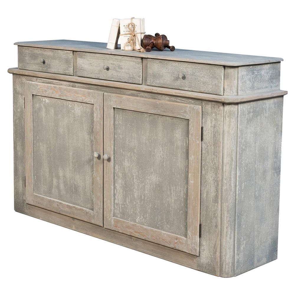 Aries Rustic Lodge Grey Reclaimed Wood Buffet Sideboard | Kathy Kuo Home Intended For Latest Blue Stone Light Rustic Black Sideboards (View 5 of 20)