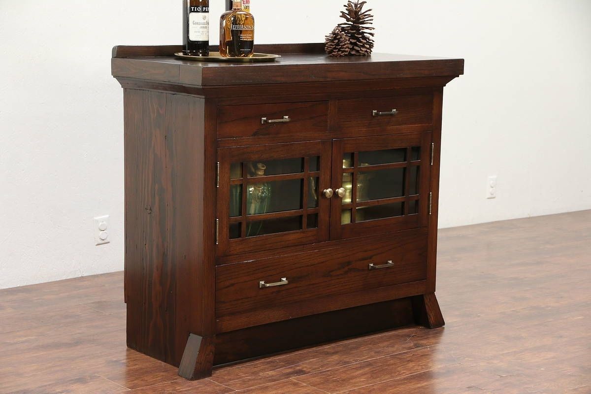 Arts & Crafts Mission Oak Antique Craftsman Sideboard, Server, Tv Pertaining To Most Up To Date Craftsman Sideboards (Photo 19 of 20)