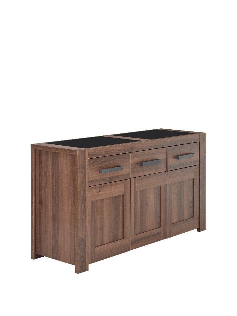 Avery 3 Door, 3 Drawer Sideboard In Walnut Effect | In Bolton Within Recent Walnut Finish 2 Door/3 Drawer Sideboards (Photo 7 of 20)