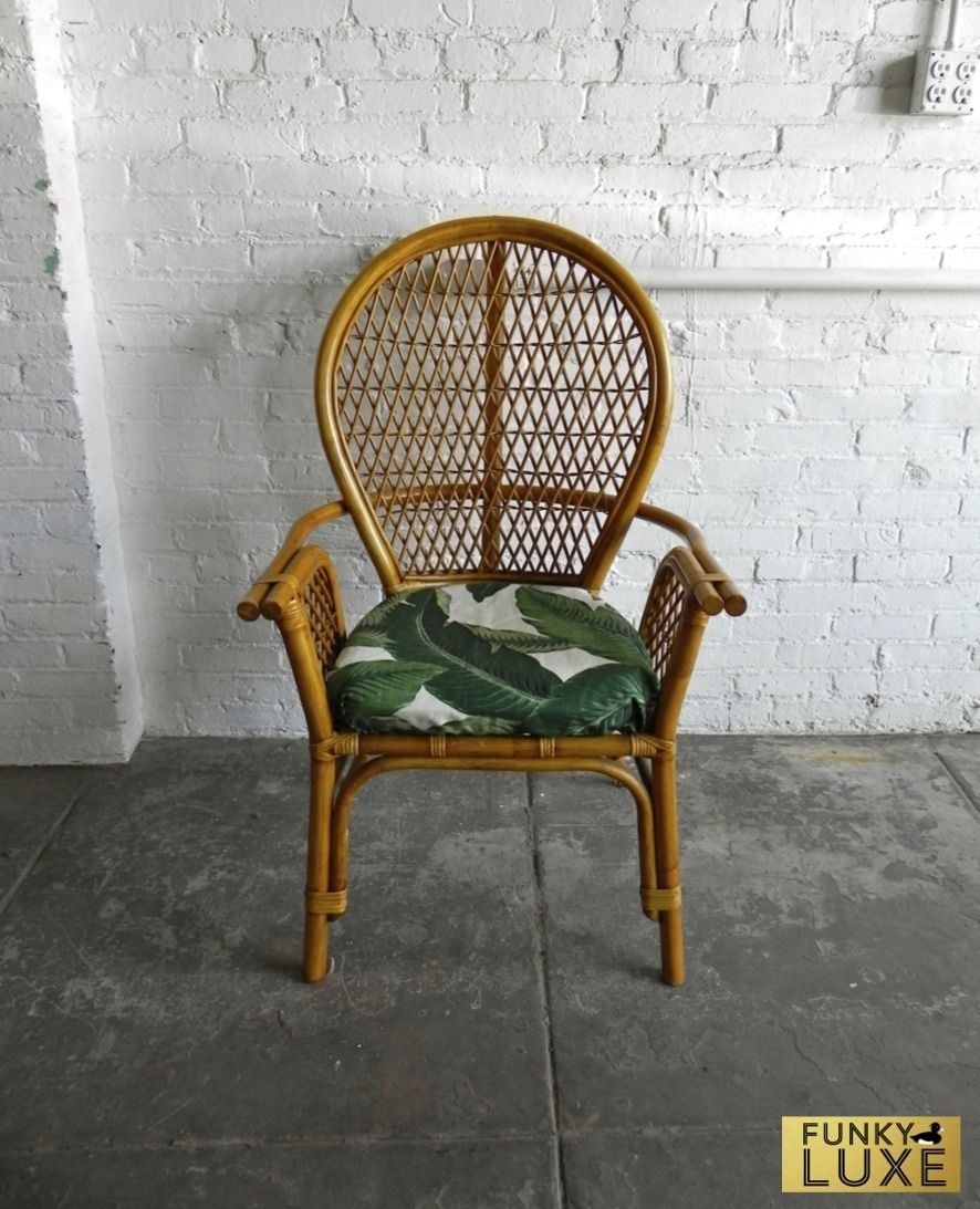 Bamboo Chair W/ Beverly Hills Hotel Martinique Banana Leaf Cushion Throughout Widely Used Banana Leaf Chairs With Cushion (Photo 1 of 20)