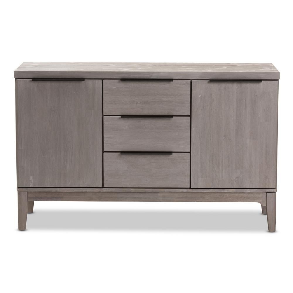 Baxton Studio Nash Platinum Grey Sideboard 28862 7643 Hd – The Home Pertaining To Latest Antique White Distressed 3 Drawer/2 Door Sideboards (Photo 3 of 20)
