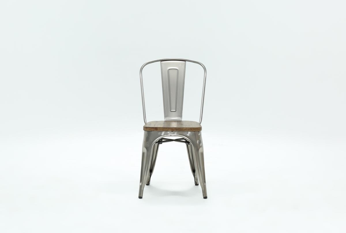 Burton Metal Side Chair With Wooden Seat (Photo 1 of 20)