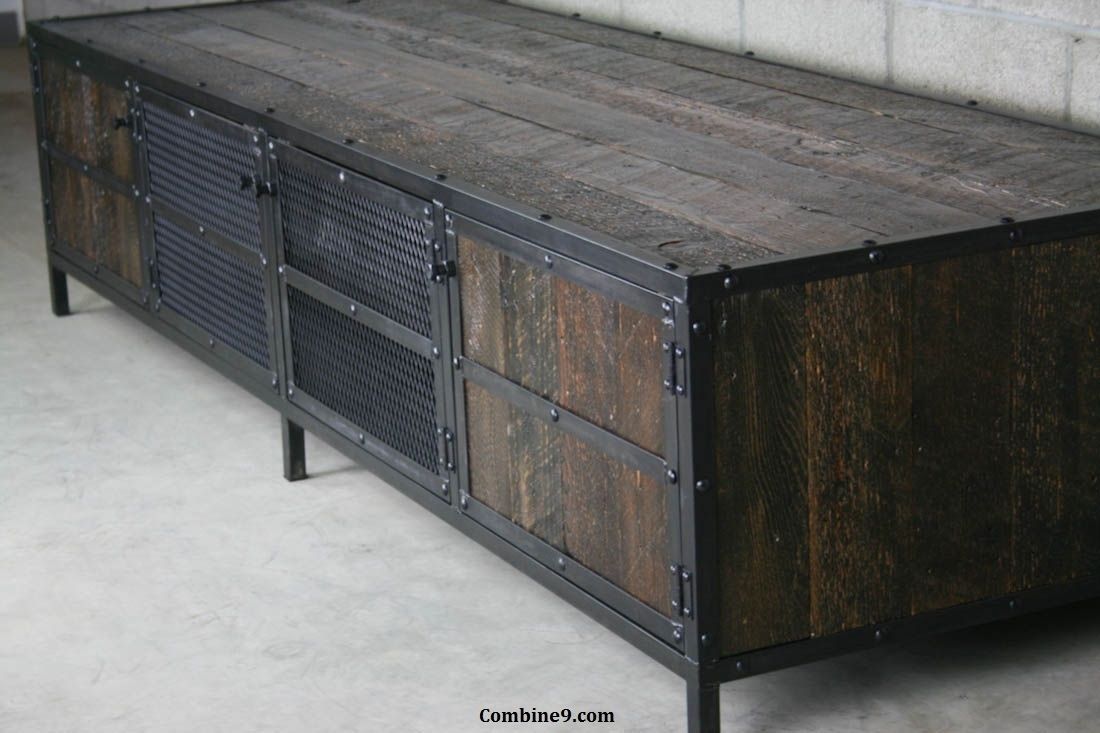 Combine 9 | Industrial Furniture – Reclaimed Wood Media Console Intended For Current Metal Framed Reclaimed Wood Sideboards (View 3 of 20)